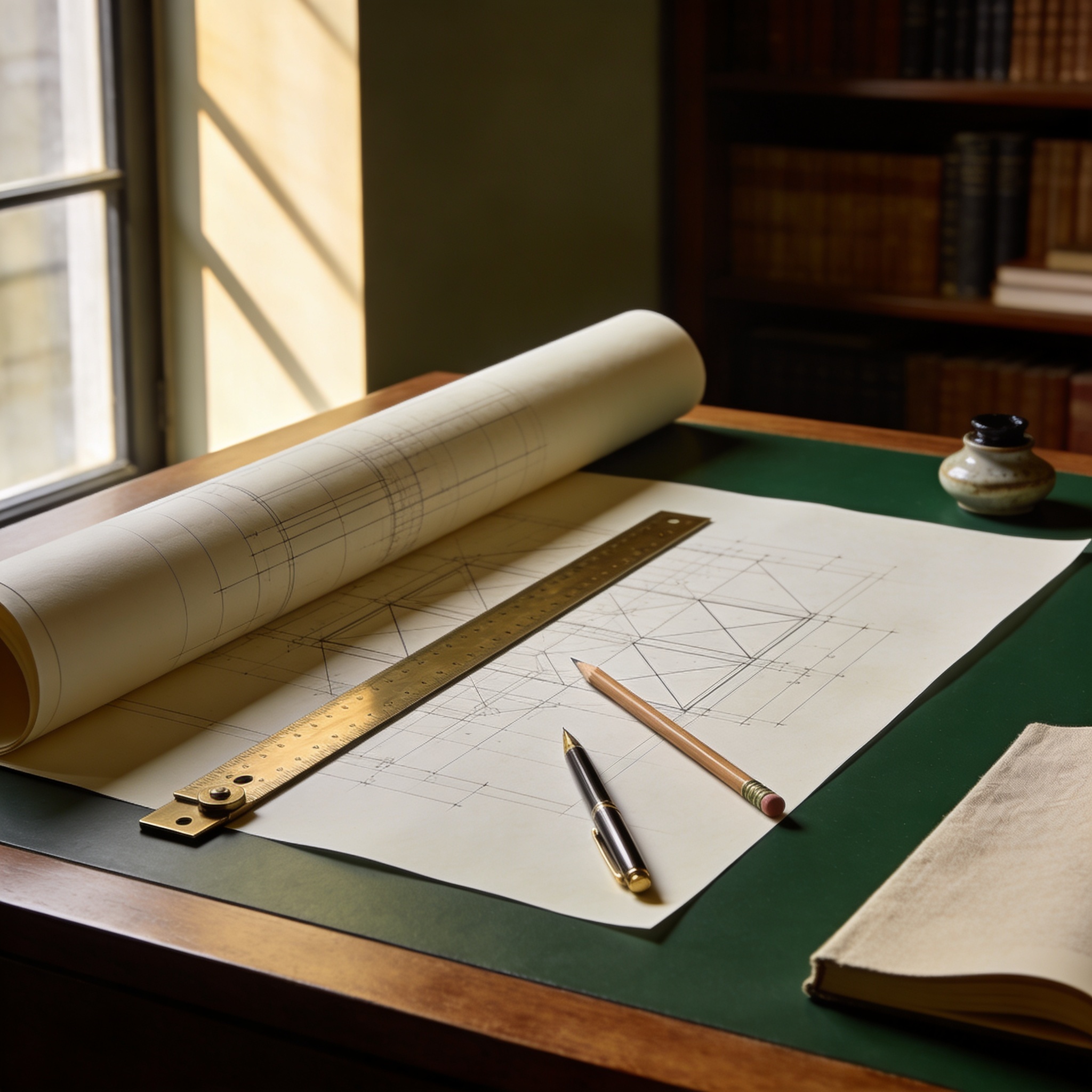 Notebook and pen with a plan being drawn. Strategy under construction.
